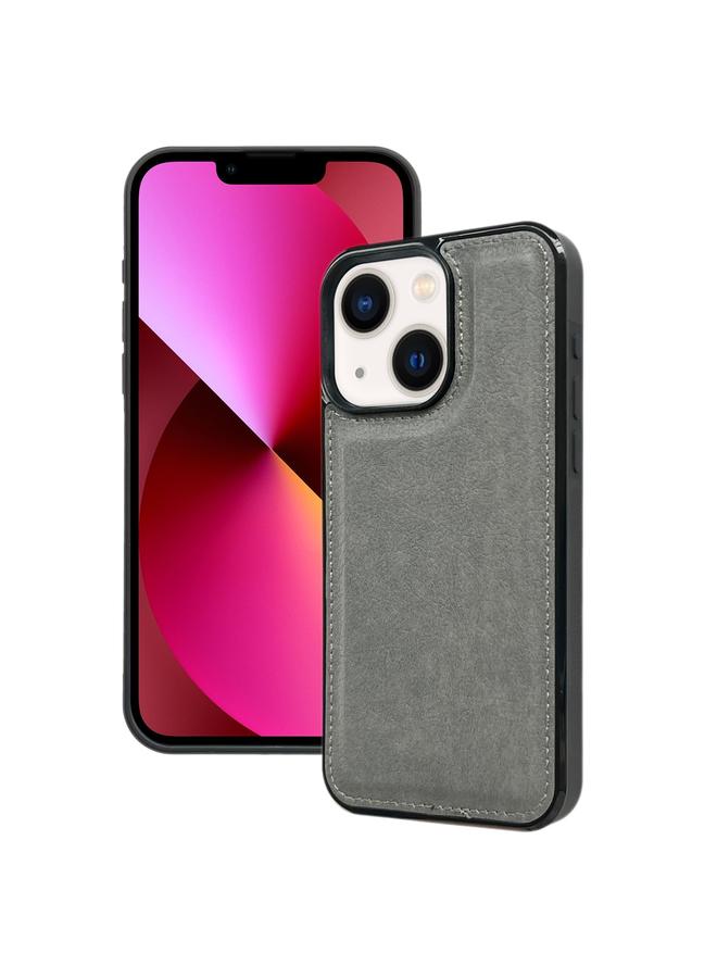 غطاء خلفي من جلد البقر لهاتف iPhone 13 (رمادي)