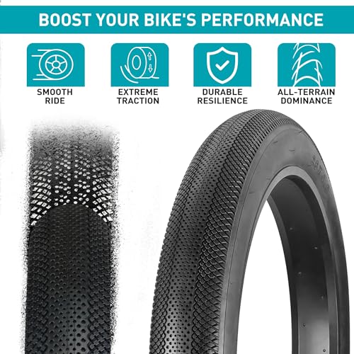 Balinge E-Bike 20x4.0 Fat Tire 20 x 4 Fat Tire 2 Pack Heavy Duty High-Performance Wear-Resistant Mountain Snow Bike Tire, E-Bike Tires 20x4, 20x4 Tire, Black，2Tires - Image 2