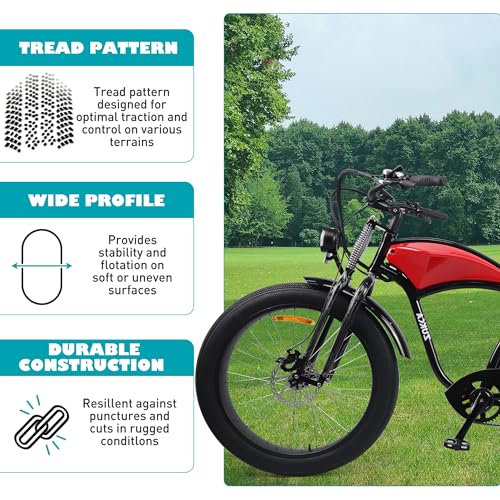 Balinge E-Bike 20x4.0 Fat Tire 20 x 4 Fat Tire 2 Pack Heavy Duty High-Performance Wear-Resistant Mountain Snow Bike Tire, E-Bike Tires 20x4, 20x4 Tire, Black，2Tires - Image 4