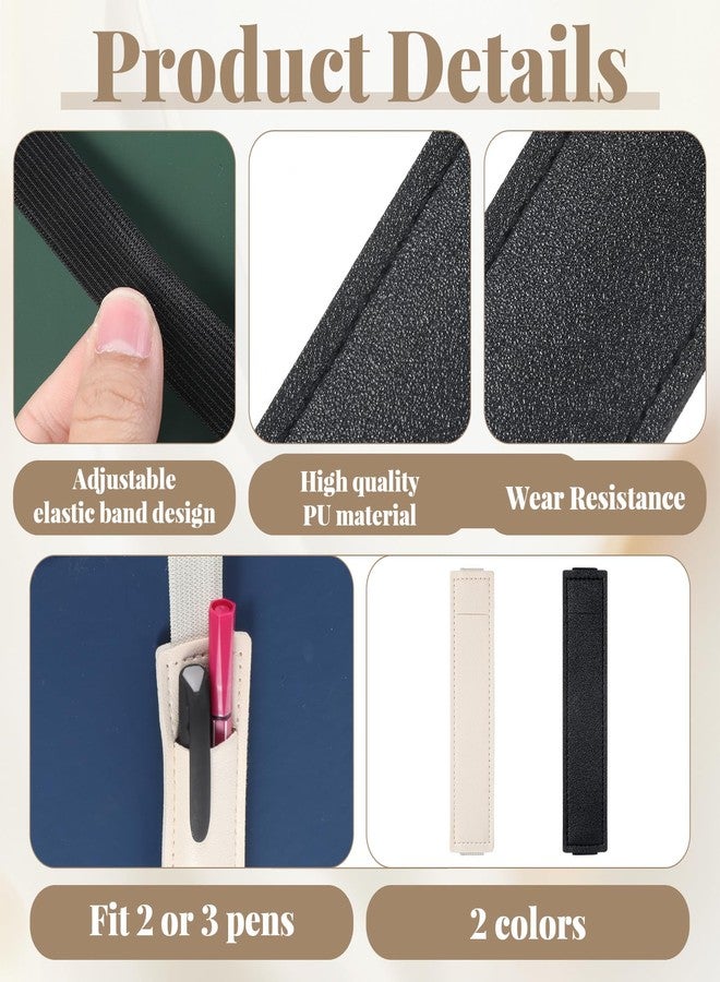 Larrel 2Pcs Adjustable Pen Holder for Notebook, 16.5x3.5cm/6.5x1.38in Elastic Portable Pen Holder for Journal Practical Leather Notebook Pouch for Book Binder Planer School Office Home Supplies - Image 3