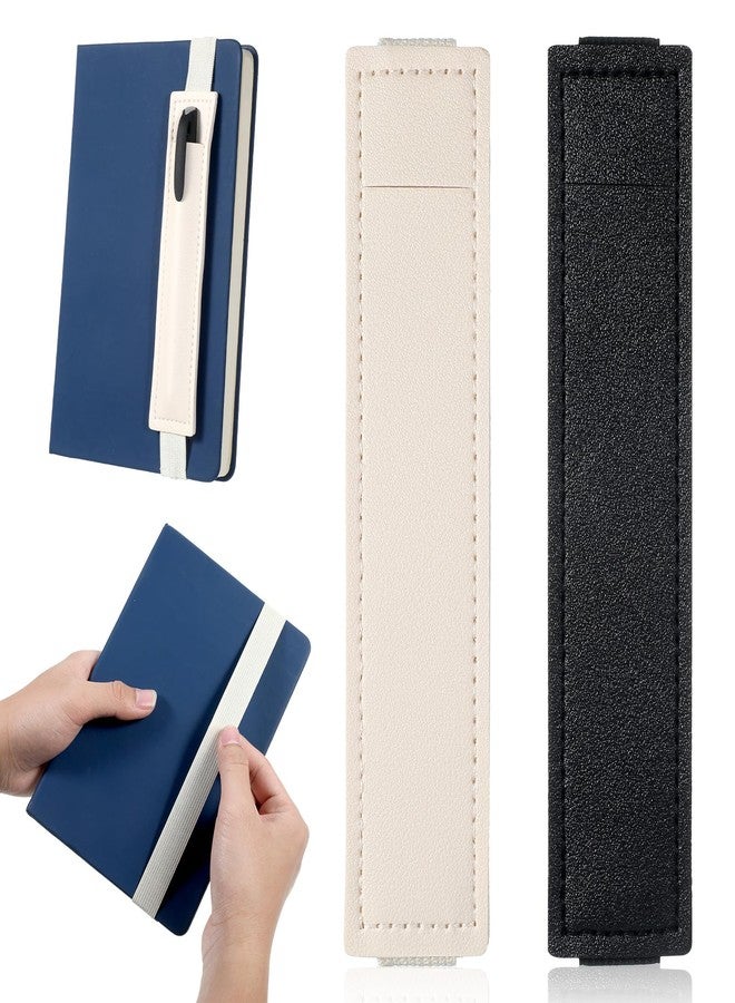 Larrel 2Pcs Adjustable Pen Holder for Notebook, 16.5x3.5cm/6.5x1.38in Elastic Portable Pen Holder for Journal Practical Leather Notebook Pouch for Book Binder Planer School Office Home Supplies - Image 1