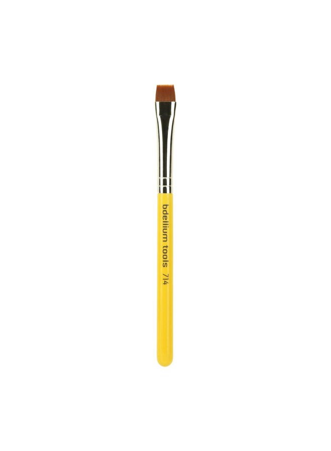 Bdellium Tools Bdellium Tools Professional Makeup Brush - Travel 714 Flat Eye Definer - Short Wooden Handle for Convenient Travel, For Eye Definition (Yellow, 1pc) - Image 1