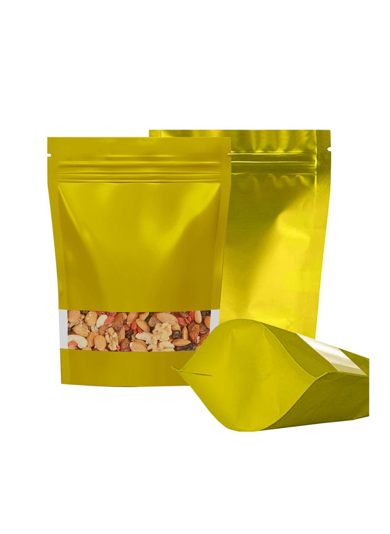 SKY FLEXI PACK - SKY FLEXI PACK Ziplock Matte Finish Polyester Pouch 20 x 305cm Yellow Pack of 25 Airtight Reusable Waterproof Stand Up MultiPurpose Storage Bags with Transparent Window Capacity 15 Kg - Image 1