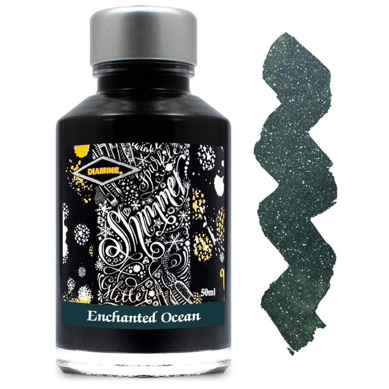 Diamine Shimmer 50ml Ink Bottle (Enchanted Ocean) - Image 4