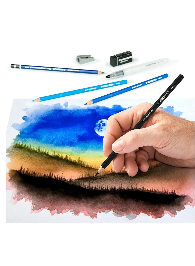 STAEDTLER 18-Piece Design Journey Watercolour Set With pencils, Waterbrush And Accessories - Image 3