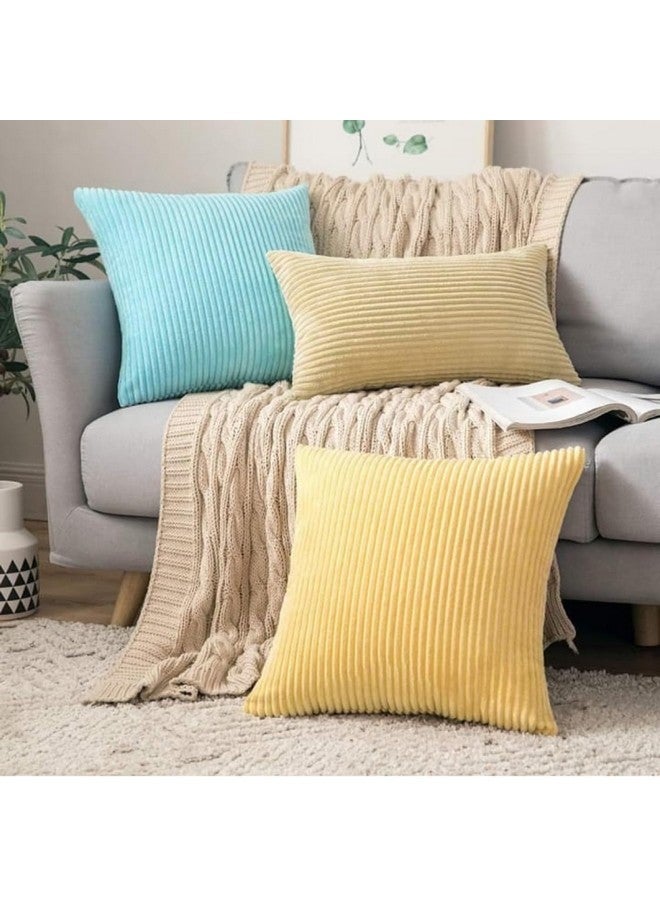 Guffaw/ Corduroy/Stripped/Luxury Cushion Covers Size 16"X16" INCHES (Aqua, 2) - Image 5