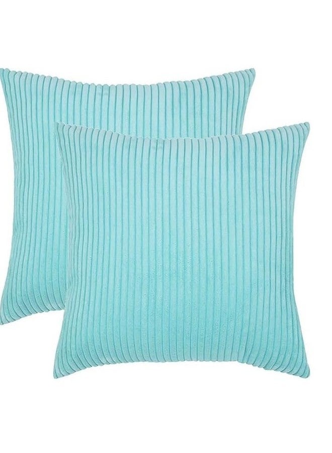 Guffaw/ Corduroy/Stripped/Luxury Cushion Covers Size 16"X16" INCHES (Aqua, 2) - Image 4