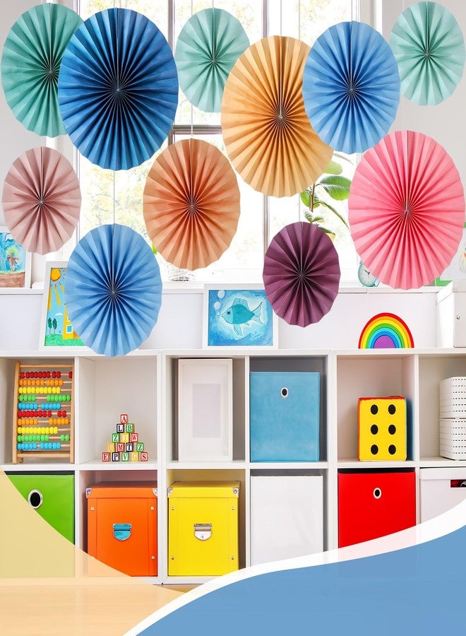 Weekgrat 18 Pcs Hanging Paper Fans Decor Back to School Paper Fans Round Paper Garlands Bulletin Board Classroom Decorations for Party Supplies Classroom Decor (Retro Boho) - Image 2