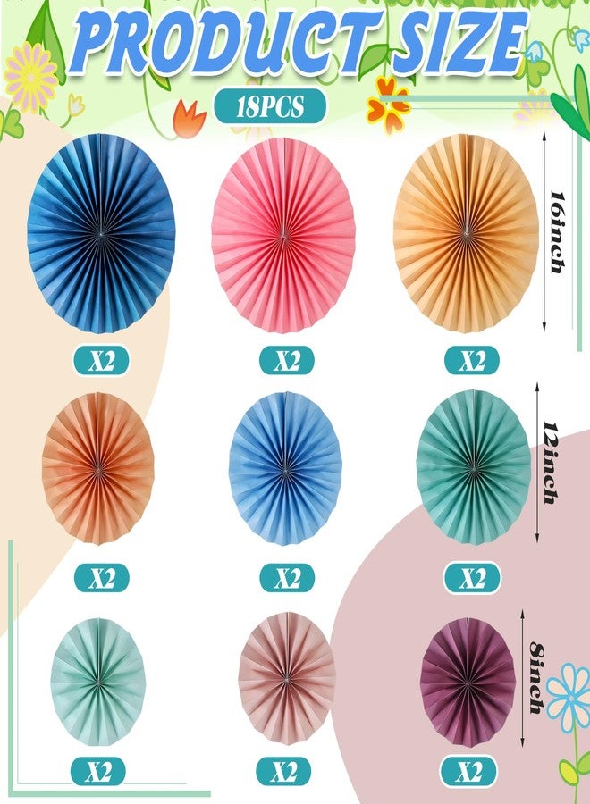 Weekgrat 18 Pcs Hanging Paper Fans Decor Back to School Paper Fans Round Paper Garlands Bulletin Board Classroom Decorations for Party Supplies Classroom Decor (Retro Boho) - Image 3