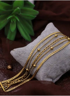 MANIKAN Women's Bracelet Stainless Steel Gold to 5-in-1 Multi-Layer Gold Bracelet for Women and Girls - Elegant Jewelry Gift Idea 