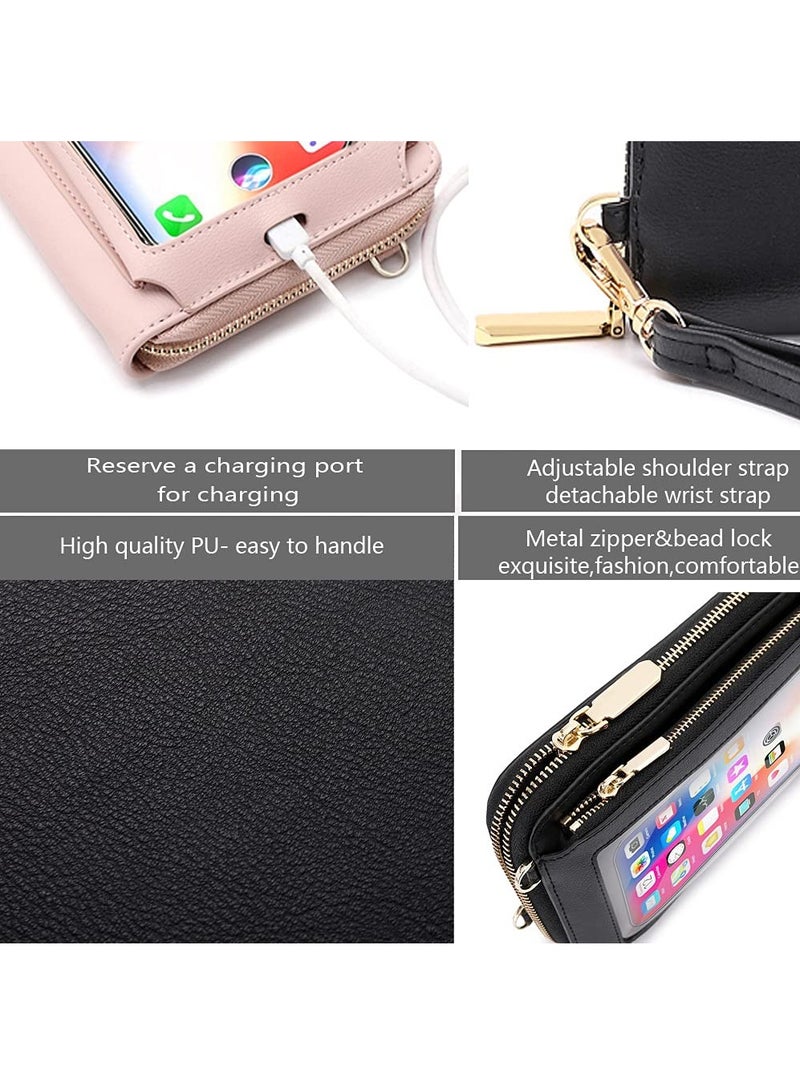 SYOSI Touchscreen Phone Purse Crossbody for Women, Small Crossbody Cell Phone Purse for Women with Shoulder Strap Wristband Waterproof Crossbody Phone Wallet Case with Clear Window Pink - Image 5