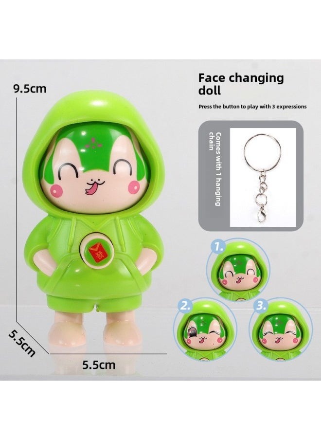 Labu Doll Keychain National Tide Sichuan Opera Face-changing Panda Doll Mask Toy Doll Children's Peking Opera-Colour:Little Green Snake Keychain  - Image 1