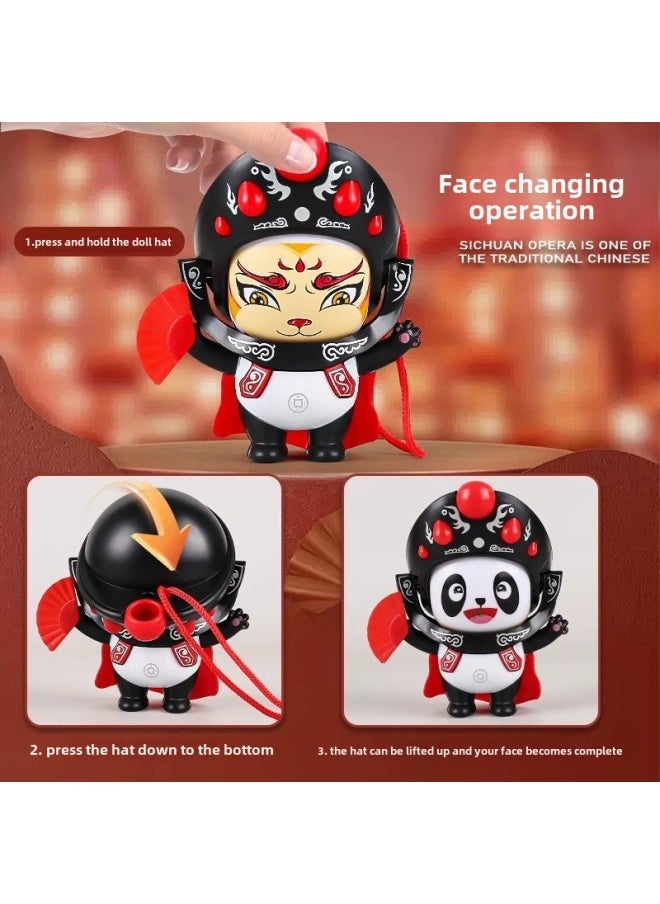 Labu Doll Keychain National Tide Sichuan Opera Face-changing Panda Doll Mask Toy Doll Children's Peking Opera-Colour:Little Green Snake Keychain  - Image 3