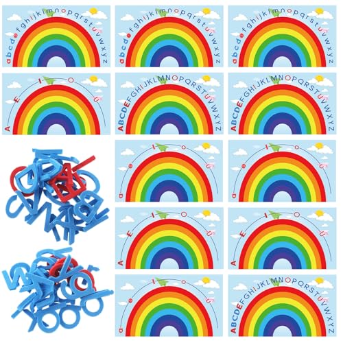 Geyee 6 Pcs Double Sided Rainbow Alphabet Arc Mats Colorful Foam Abc Letters and Arc Mats for Alphabet Recognition Activity Abc Learning Toys for Kindergarten Preschool Baby Toddlers Kids - Image 1