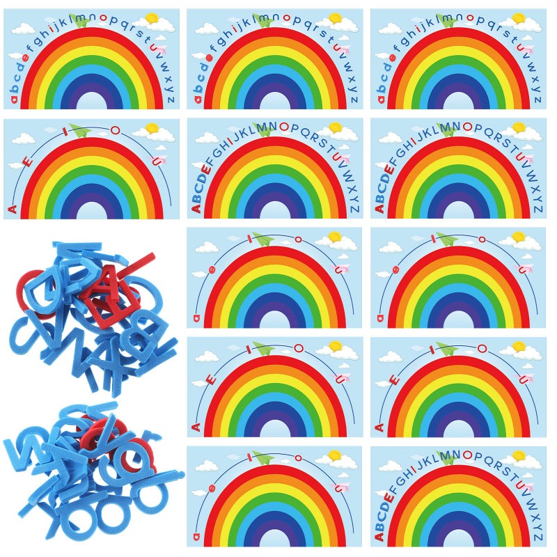 Geyee 6 Pcs Double Sided Rainbow Alphabet Arc Mats Colorful Foam Abc Letters and Arc Mats for Alphabet Recognition Activity Abc Learning Toys for Kindergarten Preschool Baby Toddlers Kids - Image 2