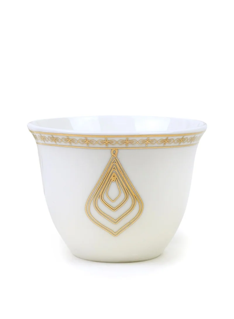 Shallow Shallow Porcelain Nyla Cawa Cup, 80ml (12 Pieces, White & Gold)