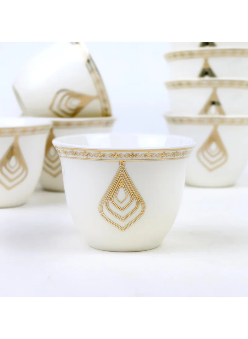 Shallow Shallow Porcelain Nyla Cawa Cup, 80ml (12 Pieces, White & Gold)