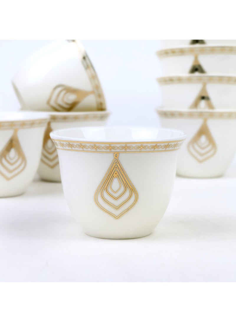 Shallow Porcelain Nyla Cawa Cup, 80ml (12 Pieces, White & Gold) - Image 3