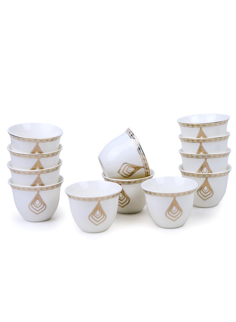 Shallow Porcelain Nyla Cawa Cup, 80ml (12 Pieces, White & Gold) - Image 1