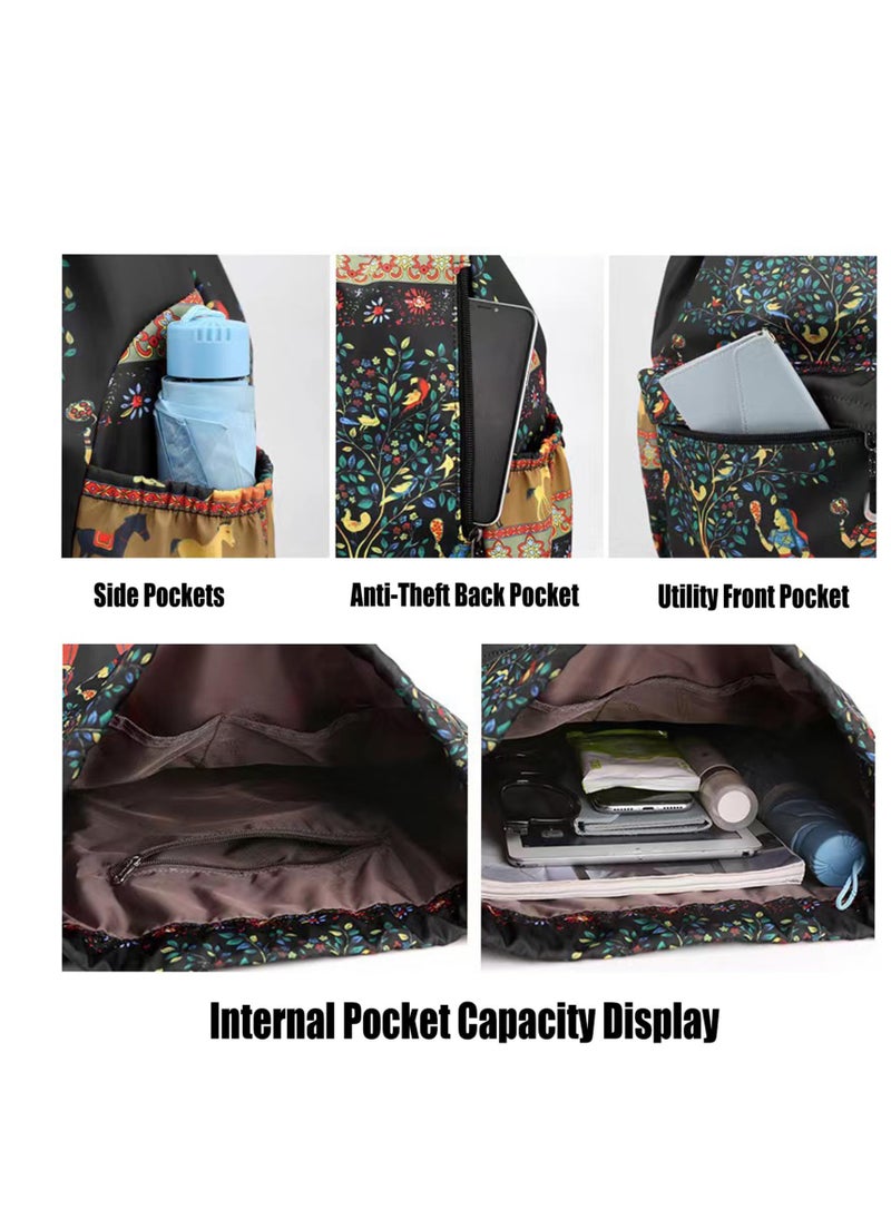 SYOSI 1 Pcs Drawstring Foldable Large Capacity Dry Wet Separation Travel Sports Backpack for Gym Bag Portable Waterproof Multiple Pockets Fitness Men and Women Elephant  - Image 3