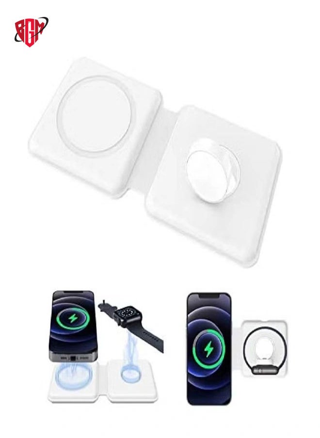 BGM - 2-In-1 MagSafe Charger Foldable Magnetic Dock white - Image 1