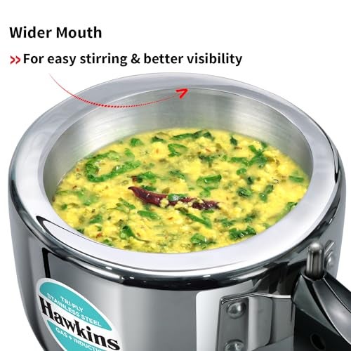 Hawkins 1.5 Litre Triply Stainless Steel Pressure Cooker, Inner Lid Induction Baby Cooker, Silver (HSST15) - Image 3