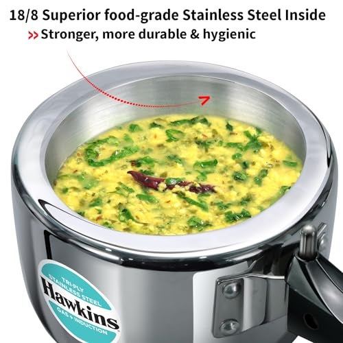 Hawkins 1.5 Litre Triply Stainless Steel Pressure Cooker, Inner Lid Induction Baby Cooker, Silver (HSST15) - Image 4