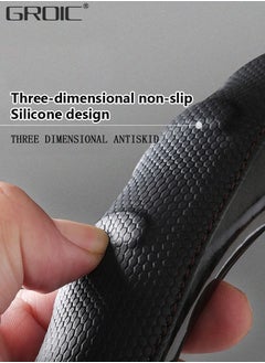 GROIC 15 Inch Universal Steering Wheel Cover Wood Grain, Stylish Leather Non-Slip Steering Wheel Protector for Men and Women Auto Interior Accessories  - Image 5