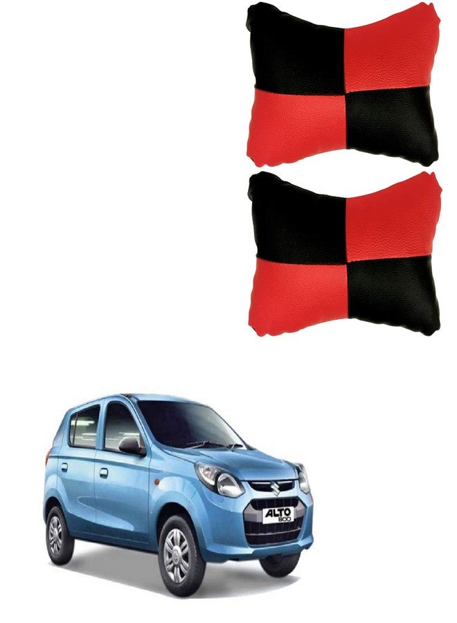 PulGos Red Leathertte Material Neck Rest Cushion in Check Design for Car_2102 - Image 1