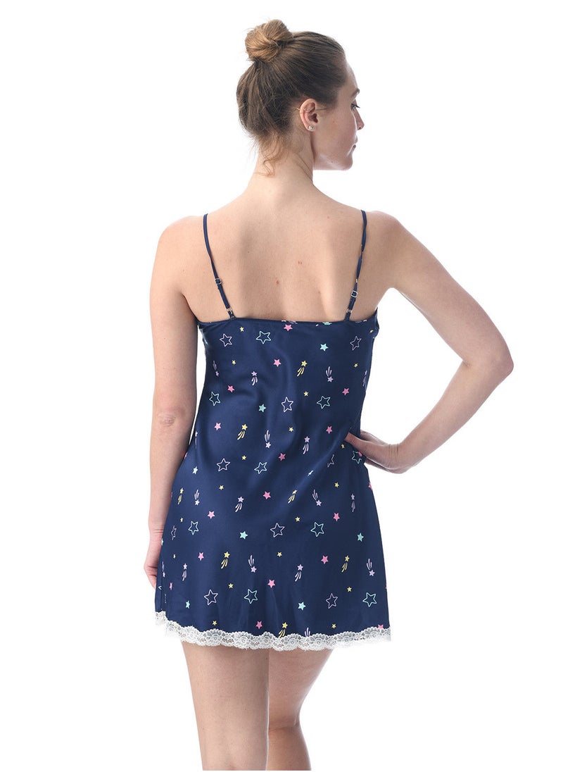 Lacy Dreams - Printed Spaghetti Straps Chemise - Image 1