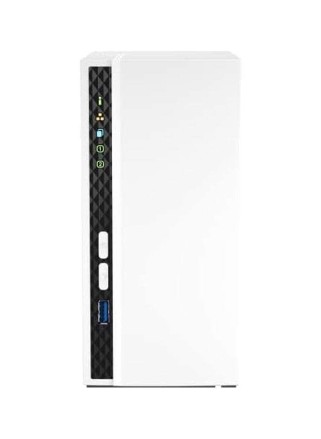 QNAP - QNAP 2 Bay Desktop NAS, Gigabit Ethernet Port, 2GB RAM On Board, 2 x 3.5 Inch SATA 6Gb/s Drive Bay, ARM 4 Core Processor, Power, Reset , USB Copy Buttons, Tower Form Factor, (No HDD) White | TS-233 - Image 1