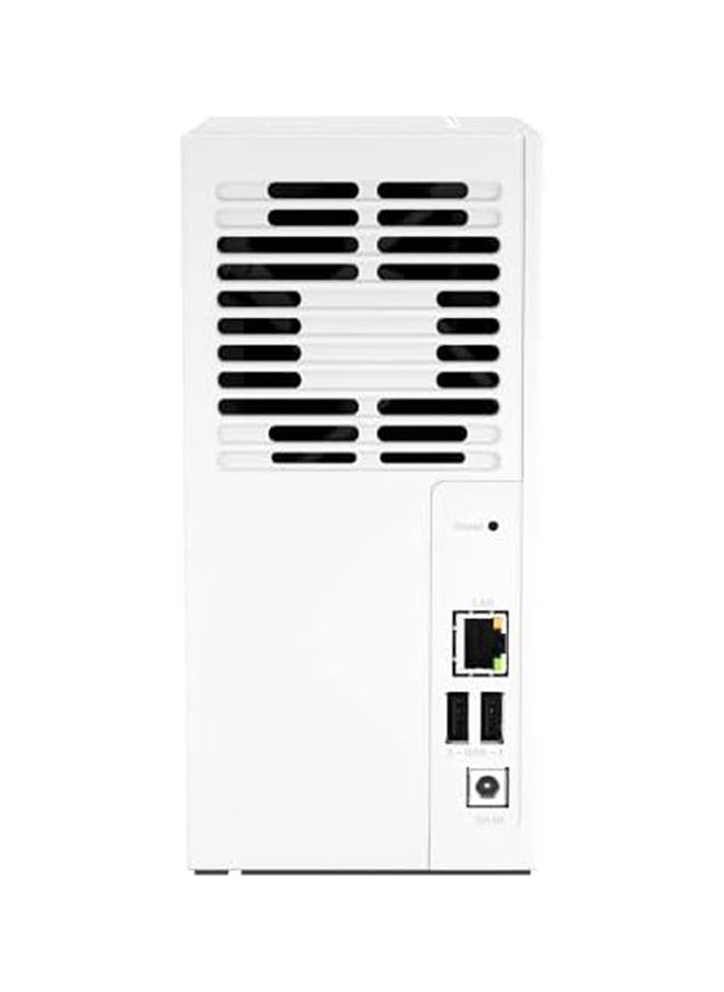 QNAP - QNAP 2 Bay Desktop NAS, Gigabit Ethernet Port, 2GB RAM On Board, 2 x 3.5 Inch SATA 6Gb/s Drive Bay, ARM 4 Core Processor, Power, Reset , USB Copy Buttons, Tower Form Factor, (No HDD) White | TS-233 - Image 1