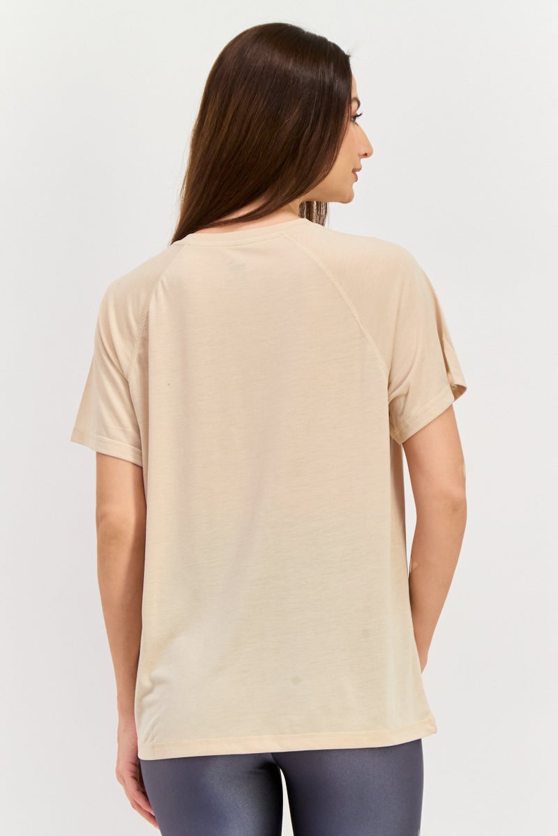 PUMA Women Relaxed Fit Short Sleeves Training T-shirt, Beige - Image 3