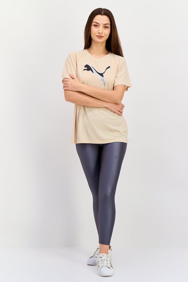 PUMA Women Relaxed Fit Short Sleeves Training T-shirt, Beige - Image 4