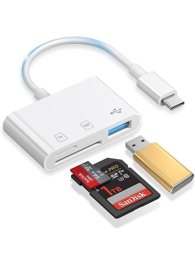 SPiTZE USB-C SD/TF MicroSD + USB 2.0 Card Reader, 3-in-1 Type C Memory Card Adapter for iPhone 16 Pro Max, 2025-2016 MacBook Pro 15/16, M1 M2 Mac Air/iPad Pro, for Samsung Galaxy - Image 1