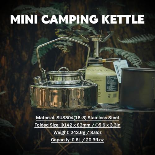 Fire-Maple Antarcti Portable 0.6 Liter Lightweight Stainless Steel Camping Kettle | Durable and Portable Camp Tea Pot | Ideal for Bushcraft and Outdoor Campfire Use - Image 3