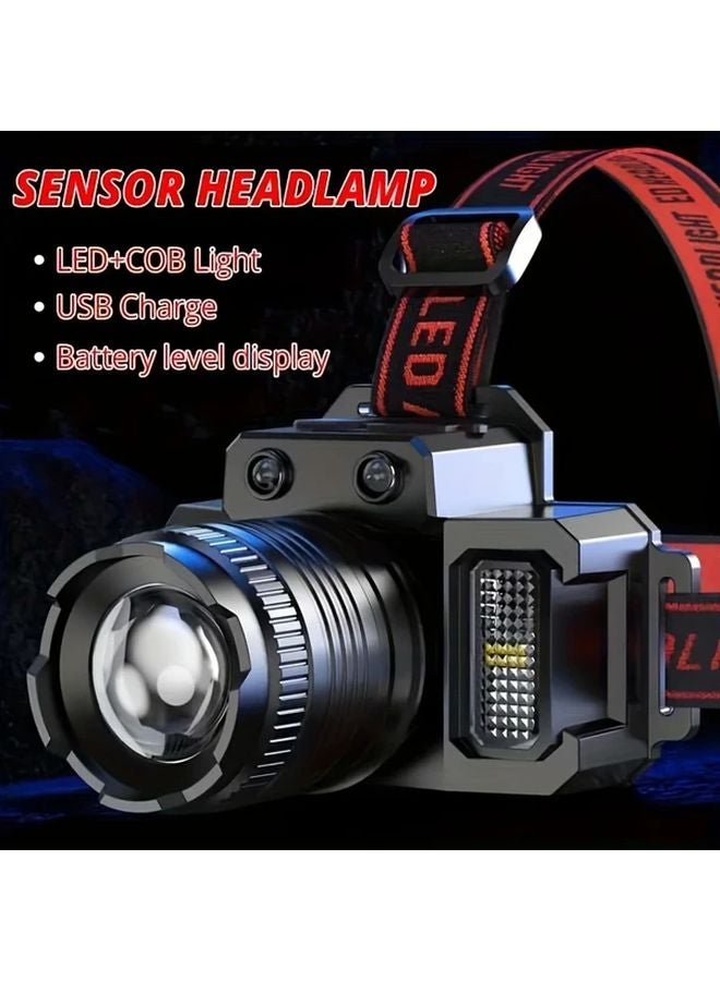Rechargeable Headlamp Wearable LED Sensor IP65 COB Headlight 3 Modes Flexible Adjustable - Image 2