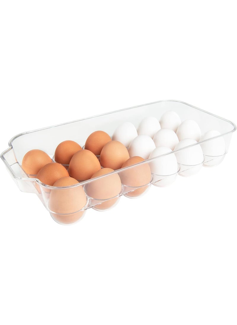 MAGIC PLUS MAGIC PLUS 18 Egg Acrylic Egg Storage Container with Lid and Handles Clear Stackable Refrigerator Organizer for Kitchen Pantry and Fridge Pack of 1  - Image 1
