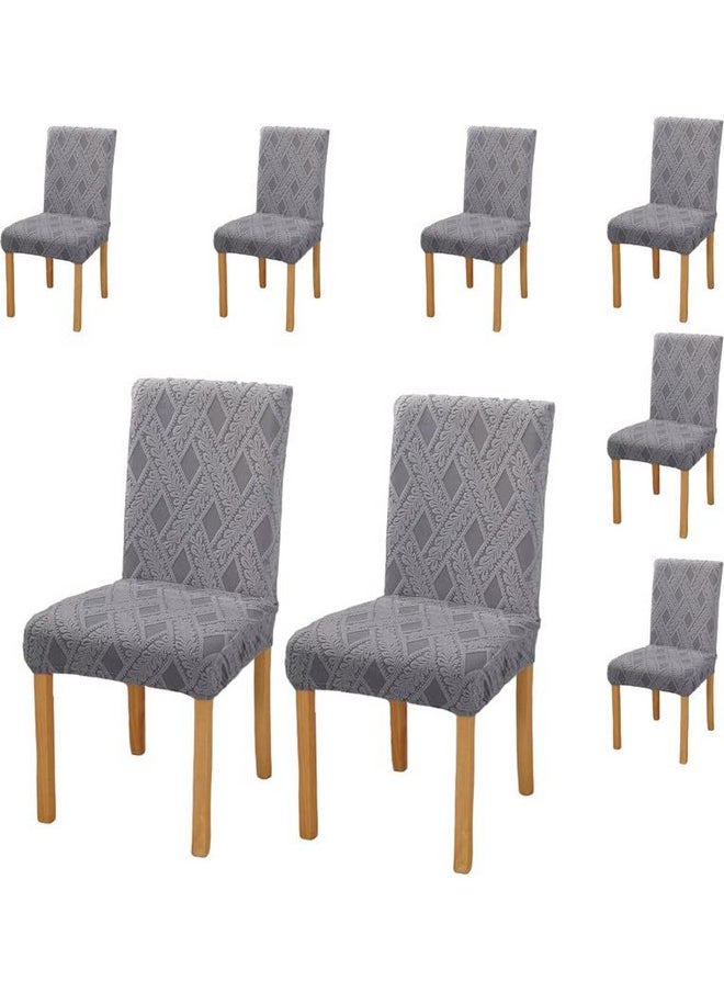 Styleys Styleys Elastic Chair Cover Stretch Removable Washable Short Jacquard Dining Chair Cover Protector Seat Slipcover (Pack of 8, Dark Grey, JCMC38)  - Image 1