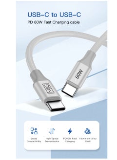 MMG USB C Braided Cable 60W, USB-C to USB-C 2 meter, USB C Charger Cable for iPhone 15, Mac Book Pro 2020, iPad Pro 2020, Switch, Samsung Galaxy S20 Plus S9 S8 Plus, Pixel, Laptops and lot more  - Image 2