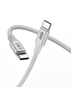 MMG USB C Braided Cable 60W, USB-C to USB-C 2 meter, USB C Charger Cable for iPhone 15, Mac Book Pro 2020, iPad Pro 2020, Switch, Samsung Galaxy S20 Plus S9 S8 Plus, Pixel, Laptops and lot more  - Image 1