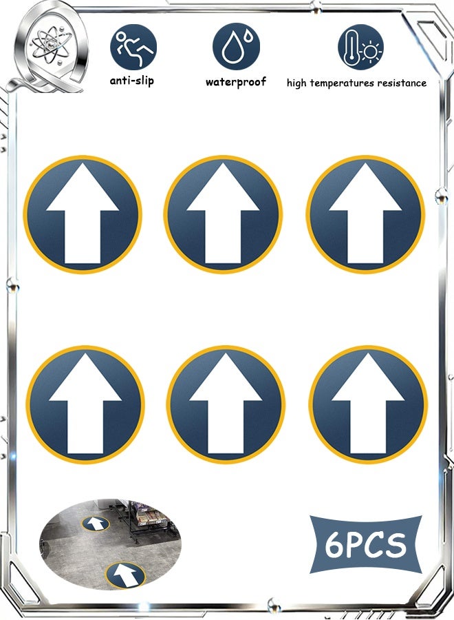 كوانتوم 6 قطع من ملصقات الأرضية على شكل سهم، ملصق فينيل مغلف لإشارة الطريق السهم، مثالي لإدارة الطوابير وإشارات السلامة الصحية - Image 1