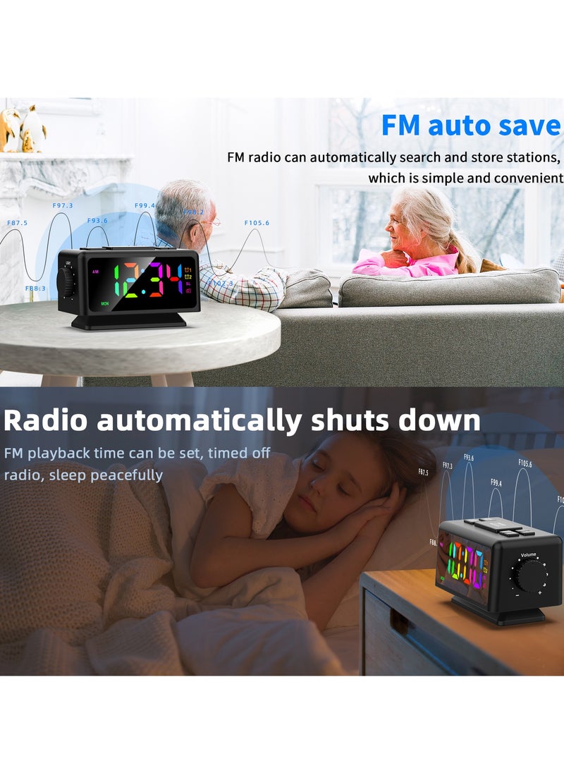 Beauenty - Radio Alarm Clock RGB Dazzling Colour LED Mirror Clock Electronic Clock - Image 1