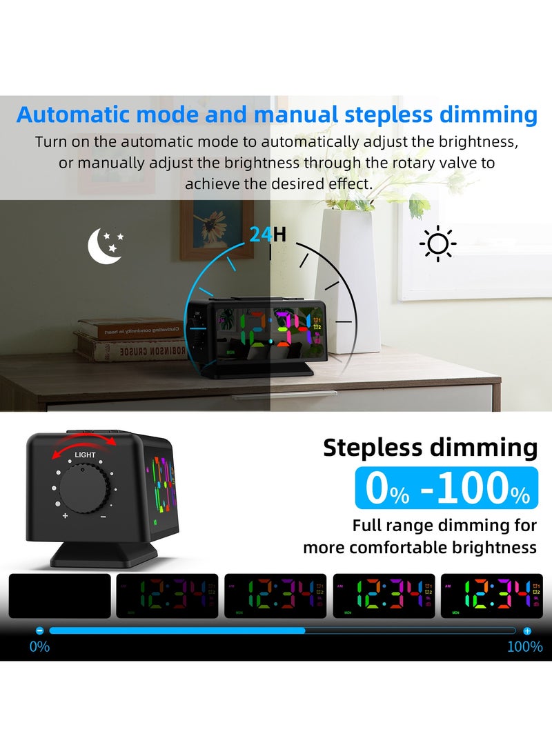 Beauenty - Radio Alarm Clock RGB Dazzling Colour LED Mirror Clock Electronic Clock - Image 1