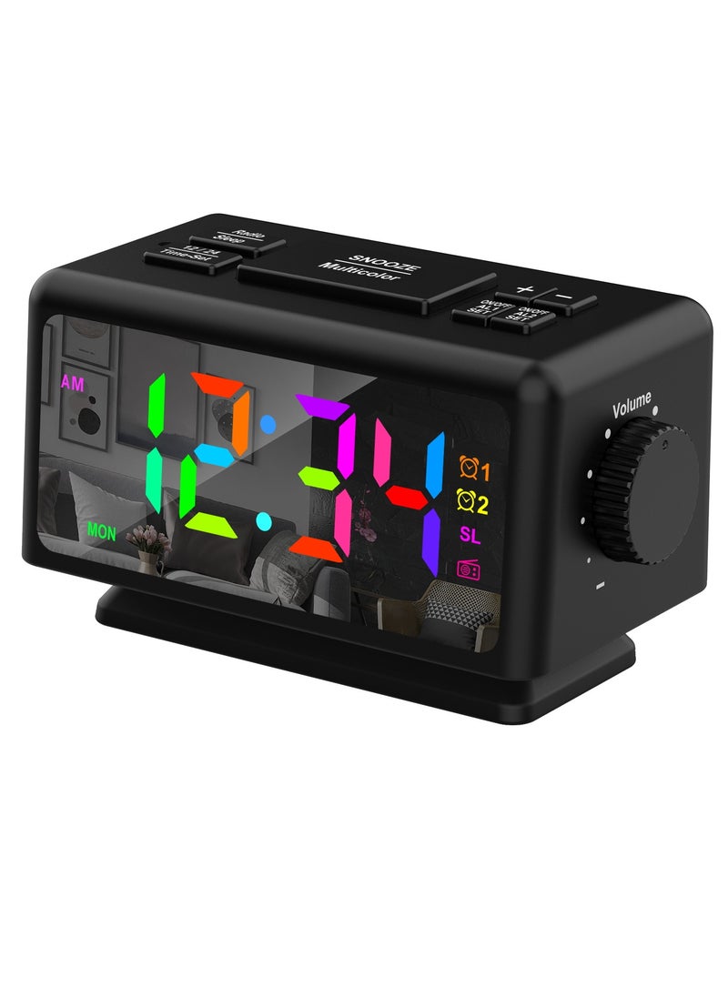 Beauenty - Radio Alarm Clock RGB Dazzling Colour LED Mirror Clock Electronic Clock - Image 1