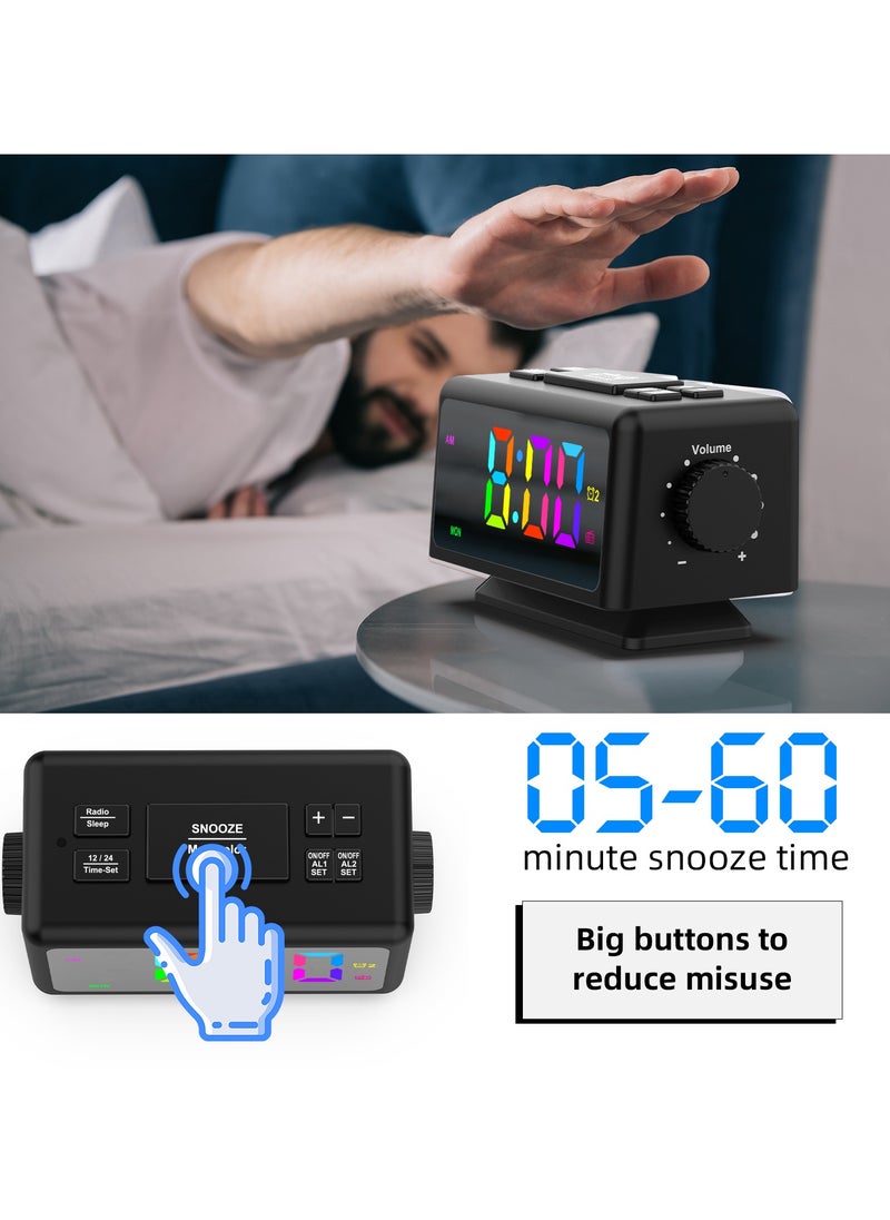 Beauenty - Radio Alarm Clock RGB Dazzling Colour LED Mirror Clock Electronic Clock - Image 1