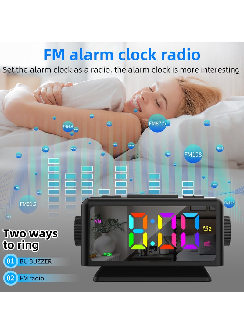 Beauenty - Radio Alarm Clock RGB Dazzling Colour LED Mirror Clock Electronic Clock - Image 1