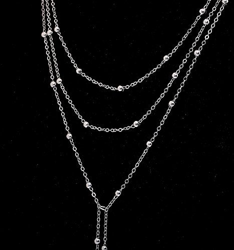 MOLOCH Layer Choker Long Chain Tassel Pendant Necklace For Women Handmade Bead Station y Necklace Charm Chain Jewelry Necklace (silver) - Image 3