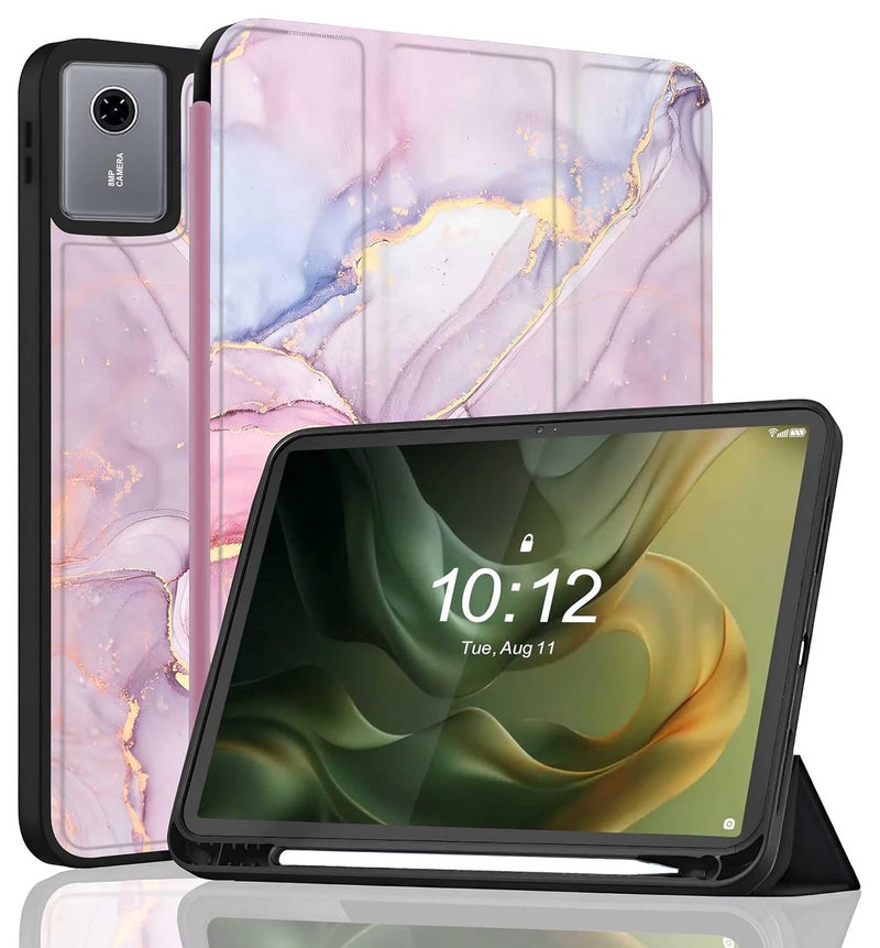 ProElite Cover for Motorola Pad 60 Neo 11 inch 2025 case Cover, Soft Flexible Flip Case Cover for Motorola Pad 60 Neo 11 inch 2025 with Pen Holder [Recoil Series] - Marble Pink - Image 1