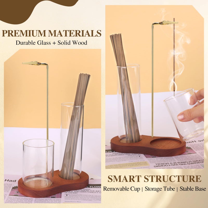 Zeefpod Incense Holder for Sticks, 2 in 1 Incense Stick Holder for Sticks with Glass Ash Catcher,Anti-Ash Flying No Mess Incense Burnerï¼Œfor Yoga Spa Meditation Home Decor(2 Pack) - Image 5